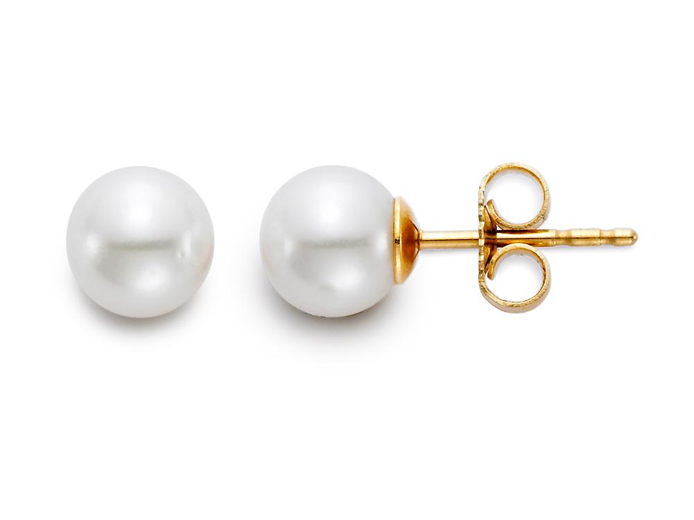 18k Yellow Gold Pearl Earrings