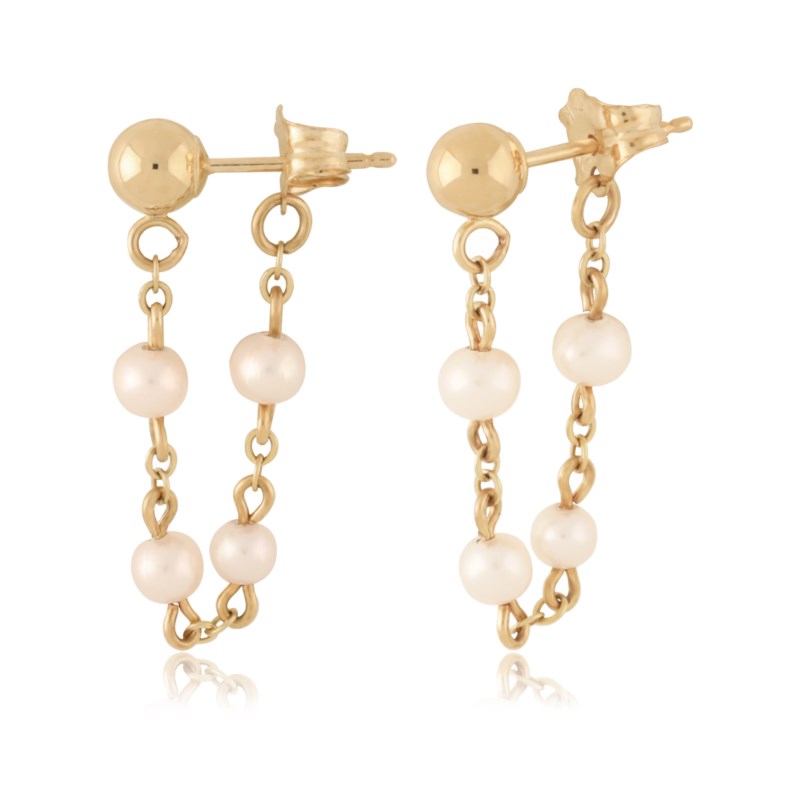 14k Yellow Gold Pearl Earrings