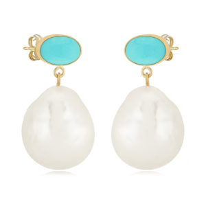 14k Yellow Gold Pearl Earrings