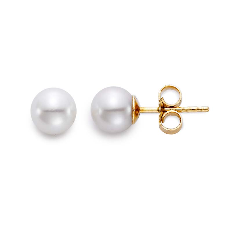 18k Yellow Gold Akoya Pearl 5.5mm Stud Earrings