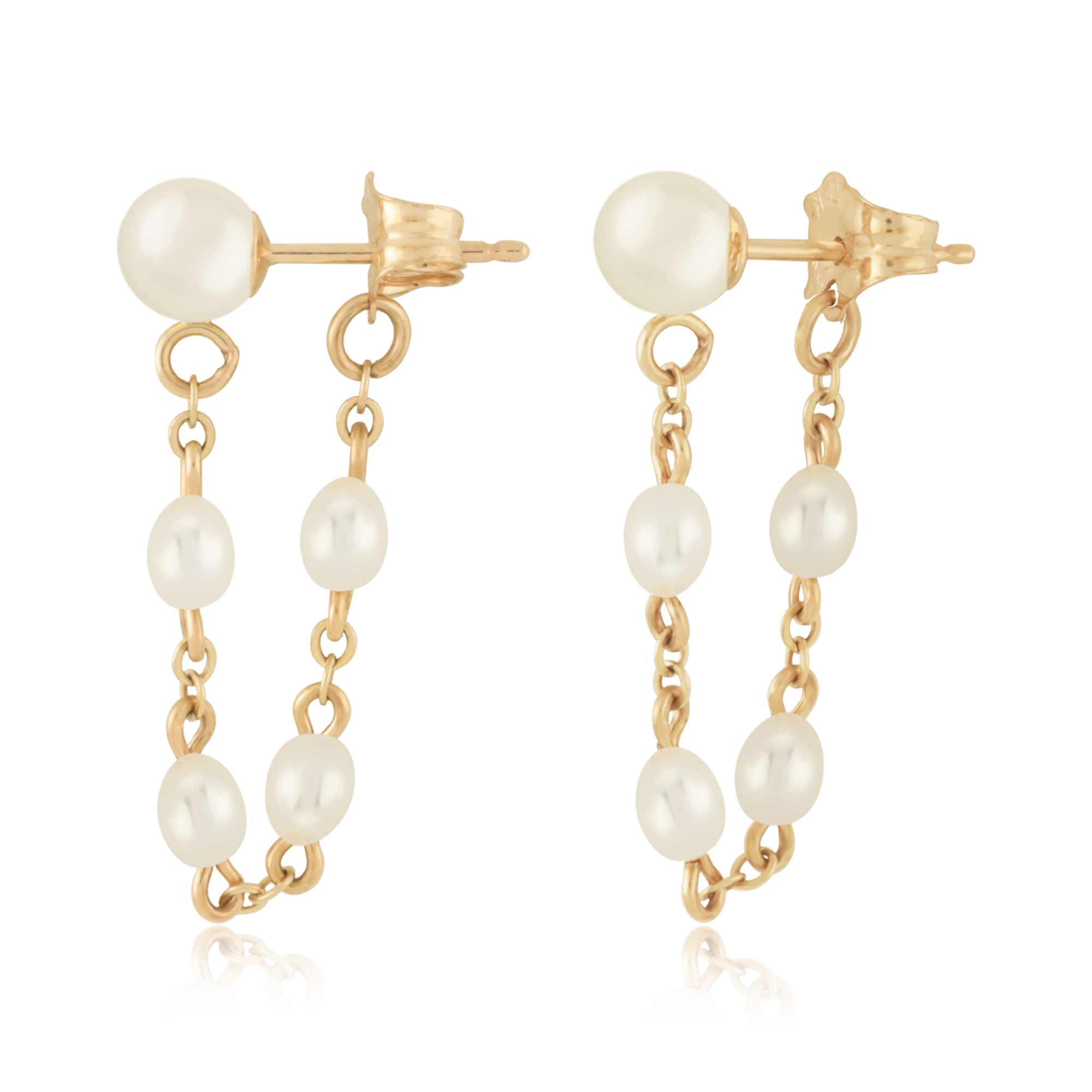 14k Yellow Gold Freshwater Pearl Earrings