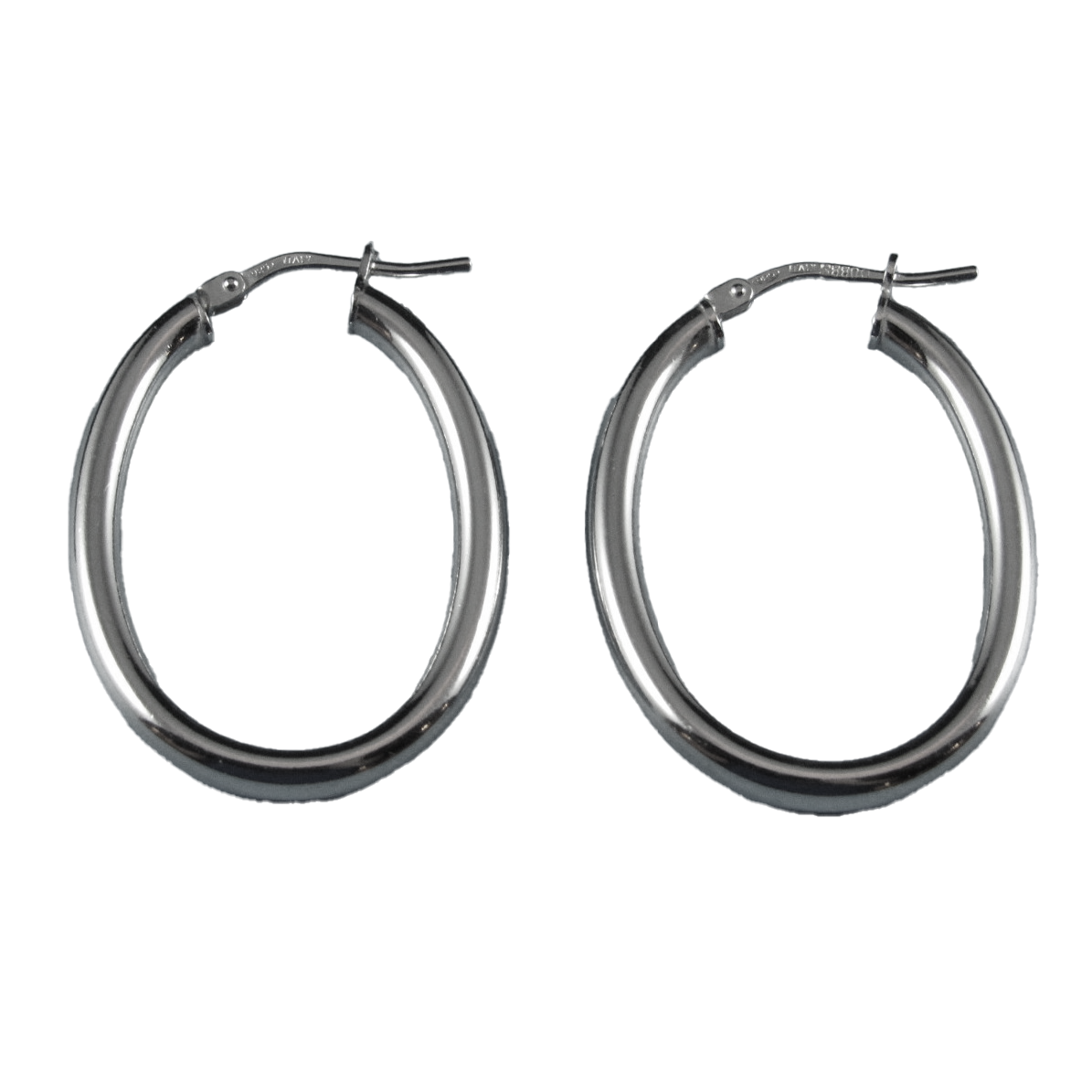 Sterling Silver Oval Tube Hoop Earrings