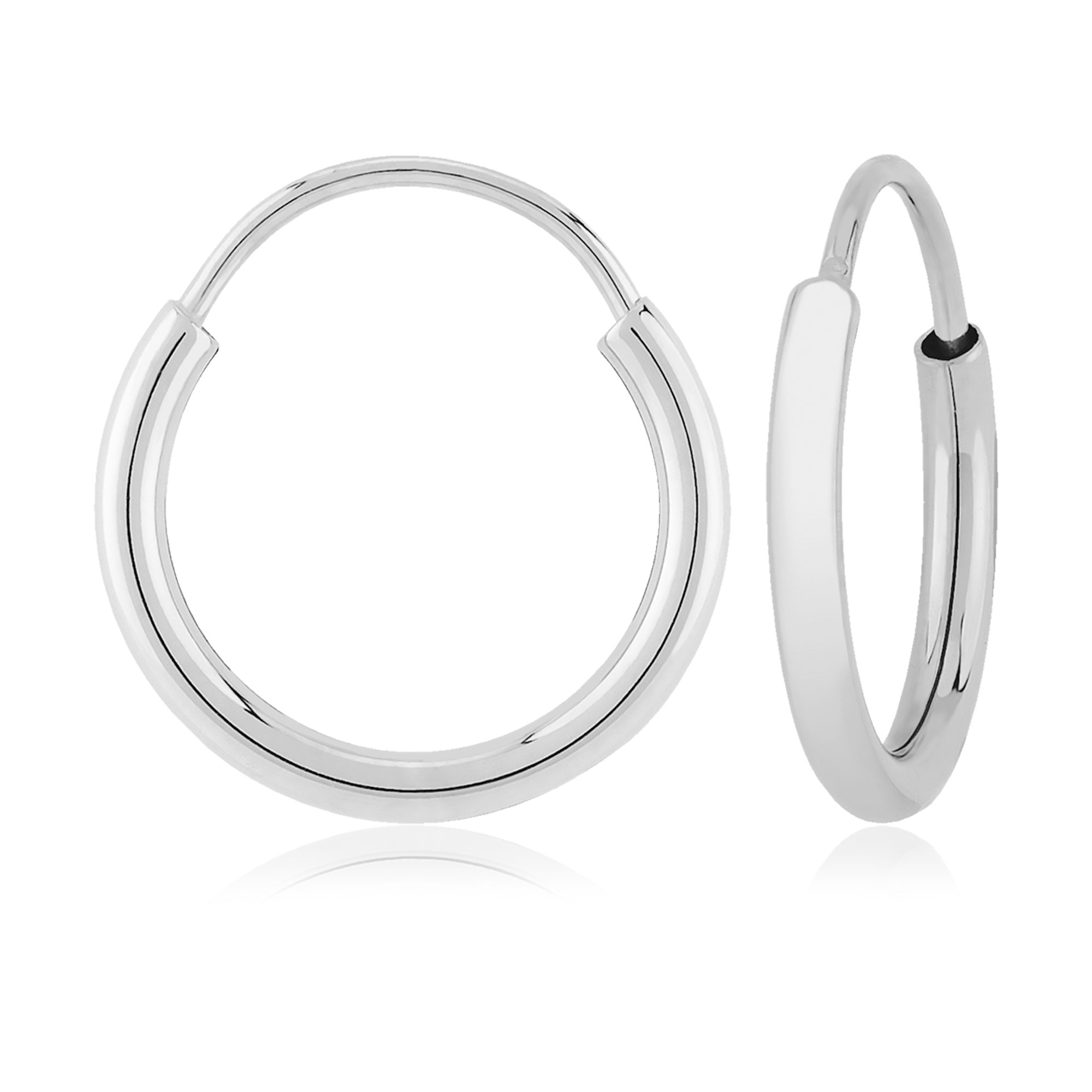 14k White Gold Endless Huggie Hoop Earrings