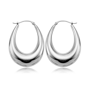Sterling Silver Polished Oval Hoop Earrings