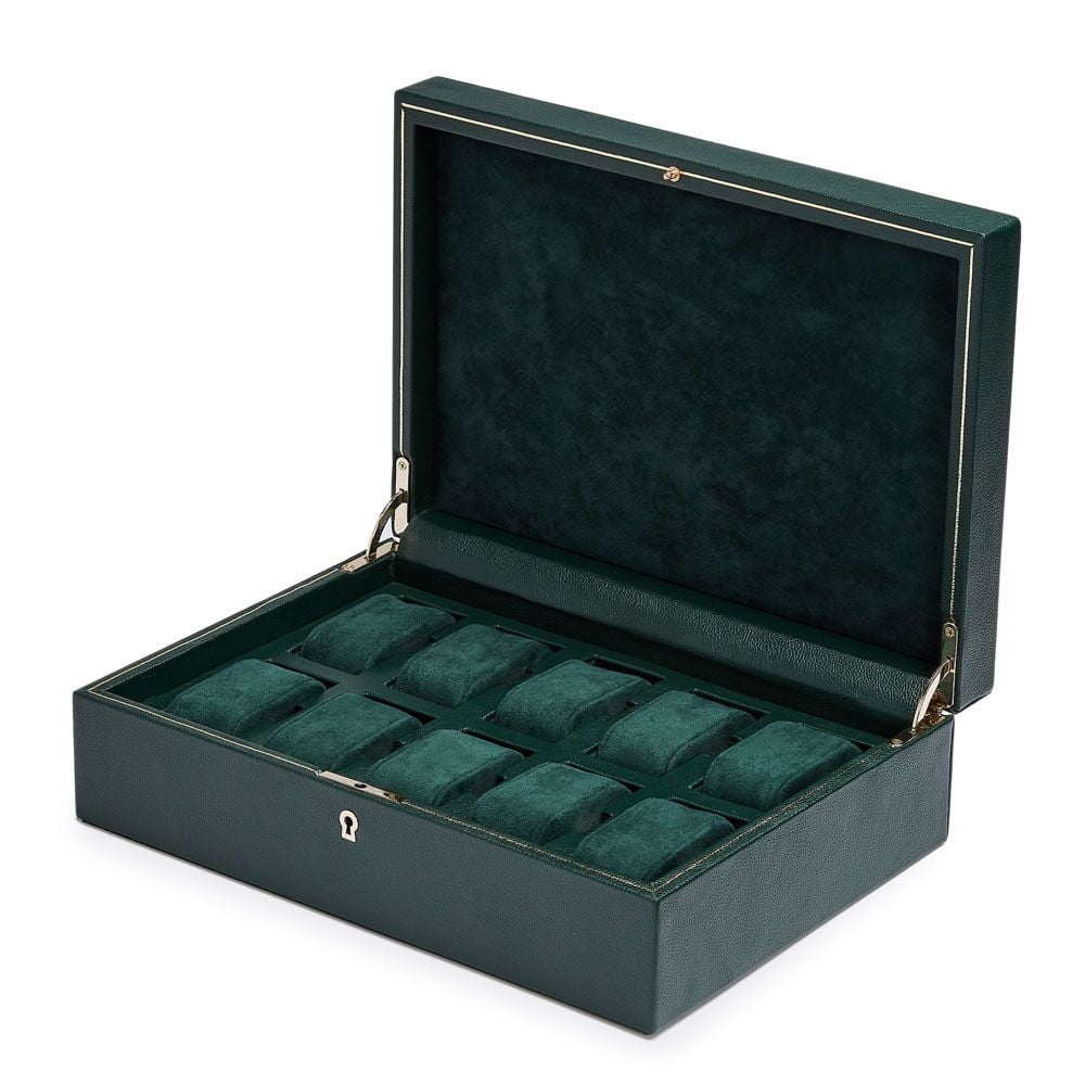 British Racing Collection 10 Piece Watch Storage In Green