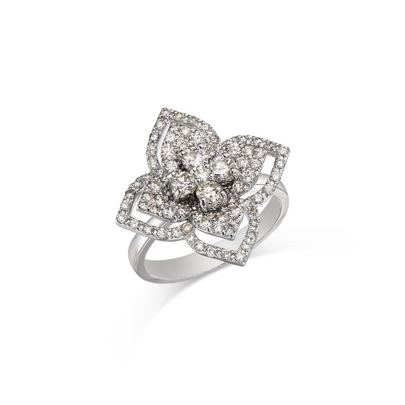 14k White Gold Floral Diamond Ring