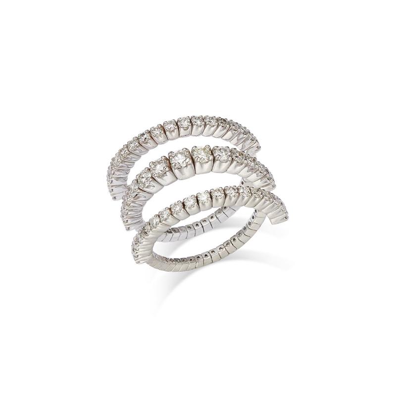 14k White Gold Three Row Graduated Flexible Coil Ring