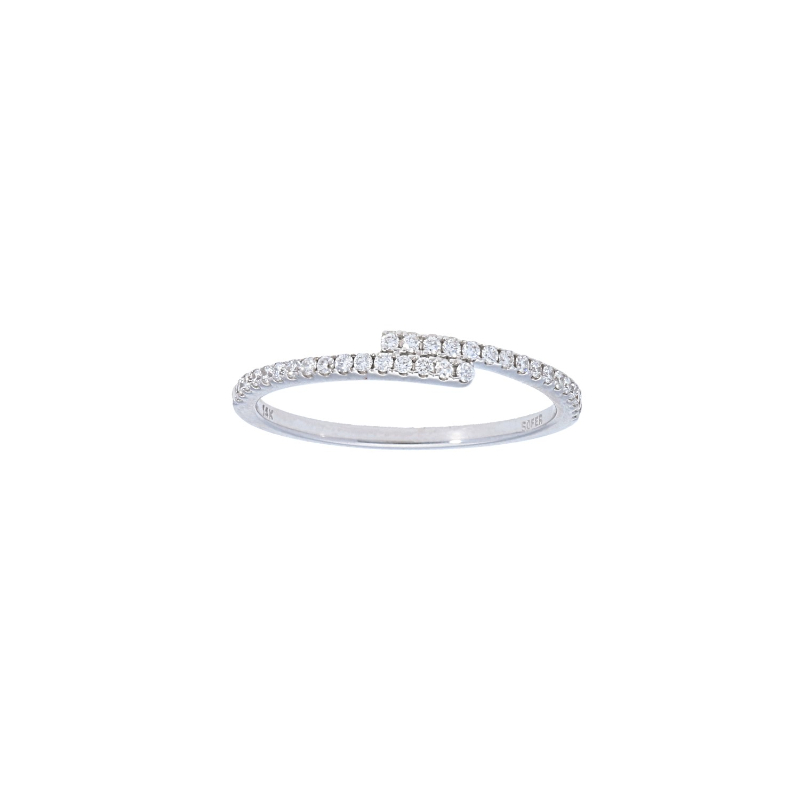 14k White Gold Elegant Pave Diamond Bypass Ring Ring
