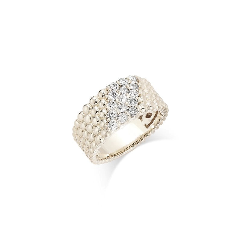 14k White Gold Five Row Beaded Ring