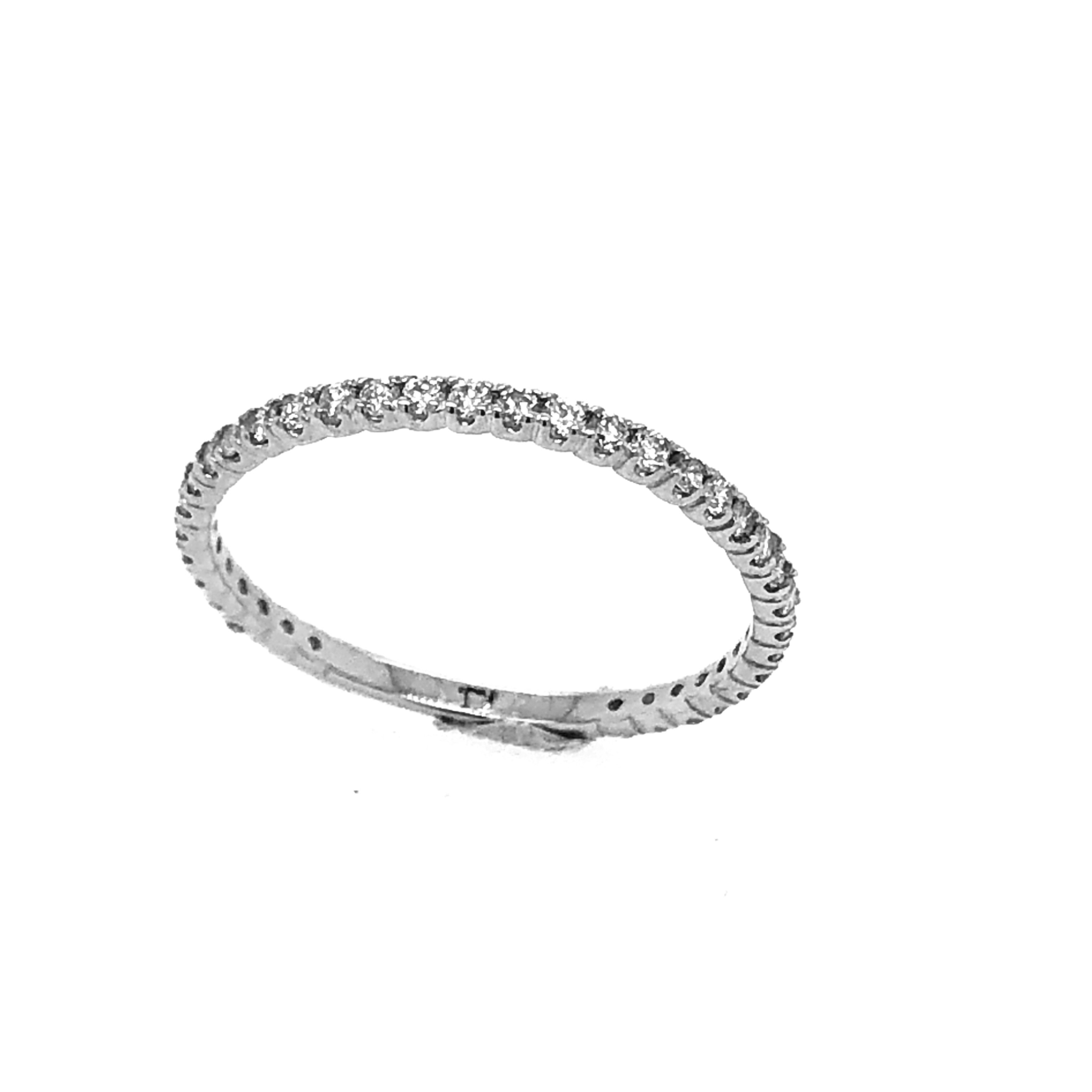 14k White Gold Four Prong Wide Diamond Ring