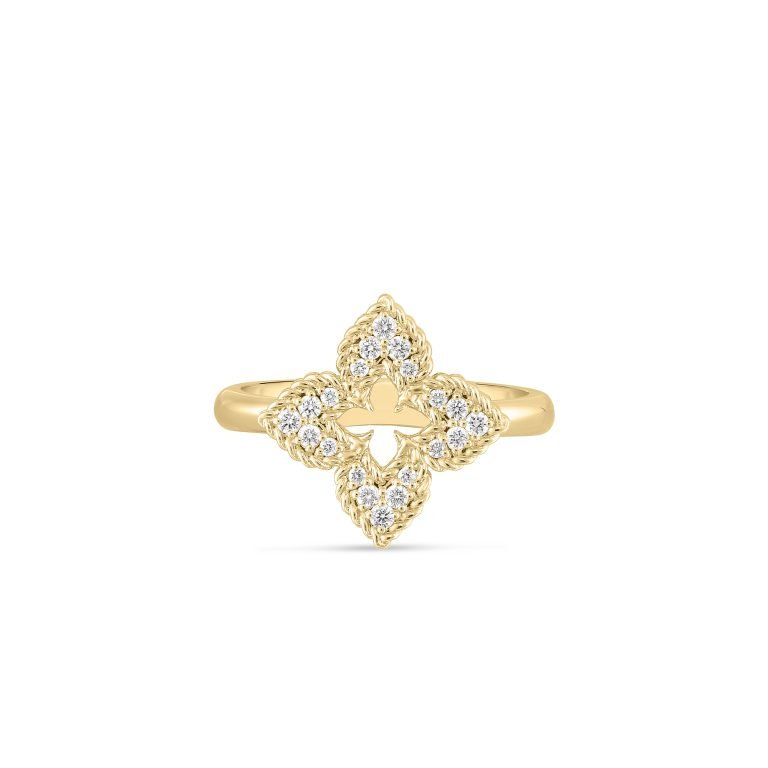 18k Yellow Gold Venetian Princess Small Flower Diamond Ring