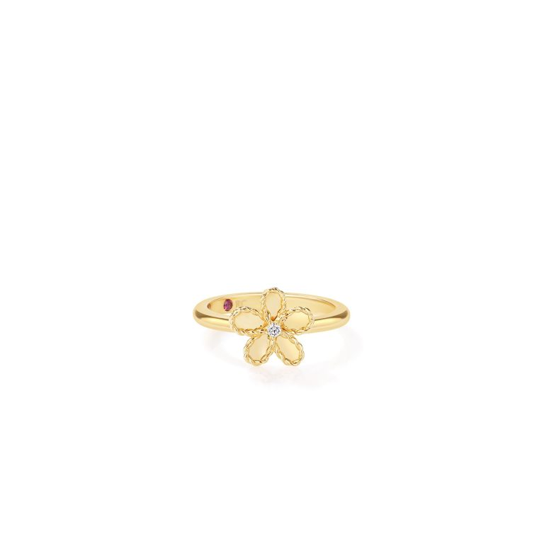18k Yellow Gold Small Jasmine Flower Diamond Ring