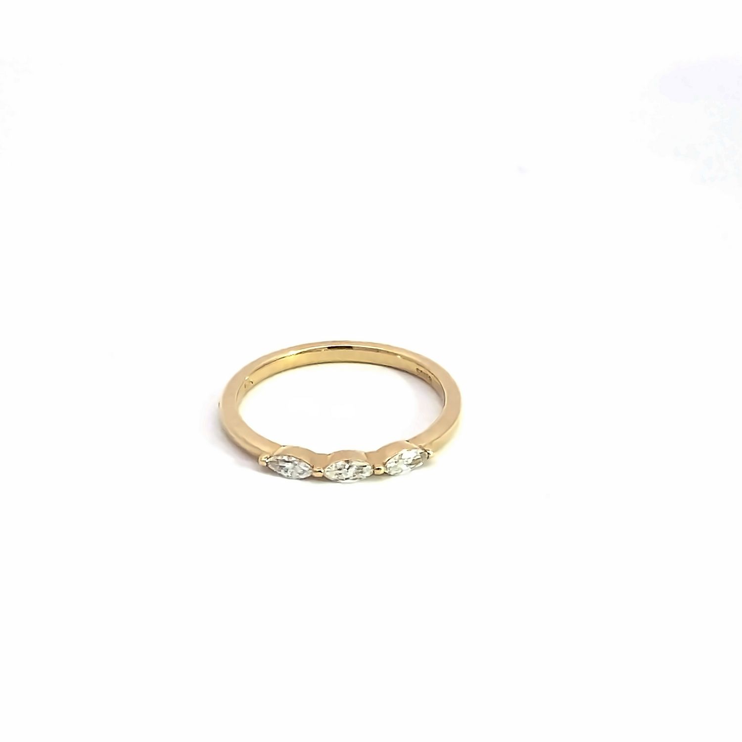 14k White Gold East To West Bar Set Marquise Diamond Ring