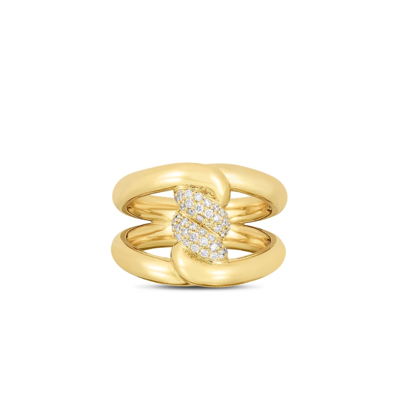 18k Yellow Gold Cialoma Diamond Single Knot Ring