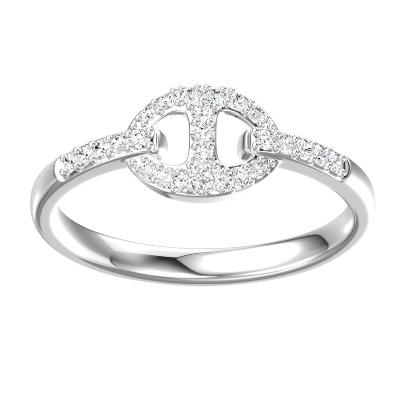 14k White Gold Diamond Pave Mariner Link Ring
