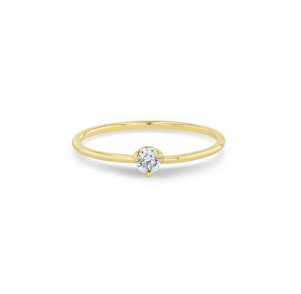 14k Yellow Gold Diamond Small Solitaire Ring