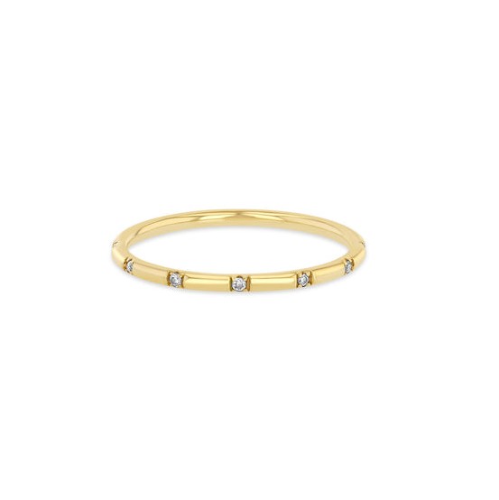 14k Yellow Gold Diamond 12 Station Pave Ring