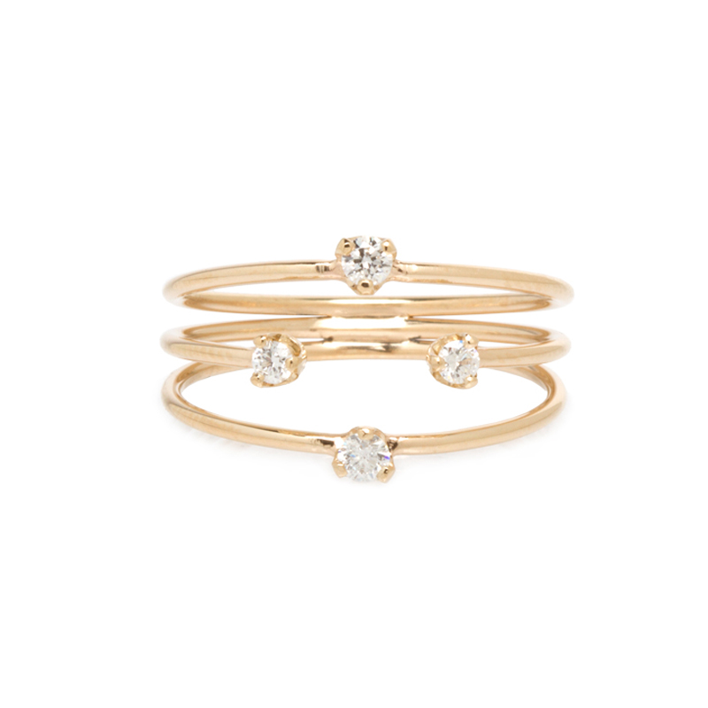 14k Yellow Gold Diamond Triple Band Ring