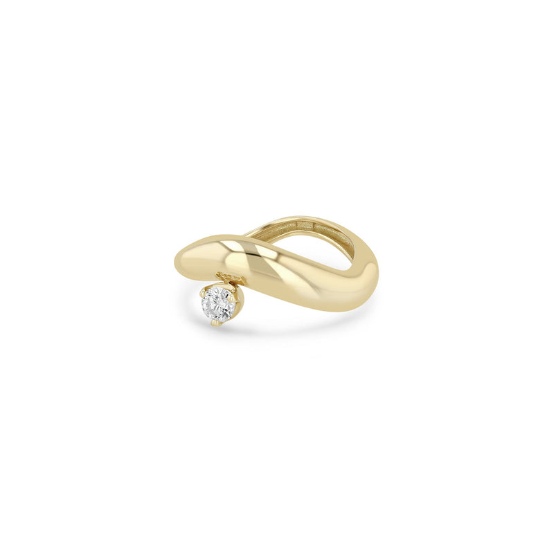 14k Yellow Gold Diamond Wave Ring