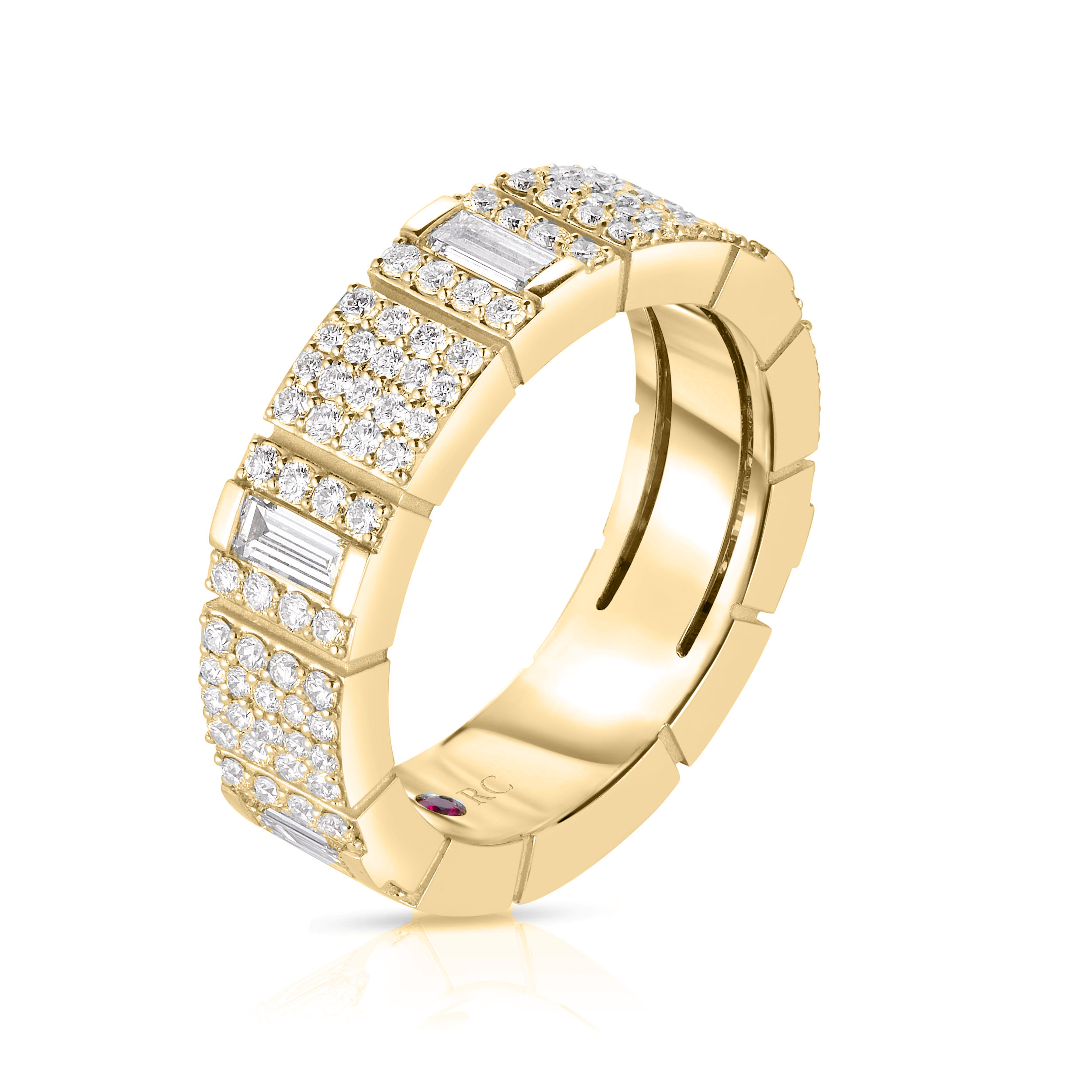 18k Yellow Gold Obelisco Diamond Pave Ring