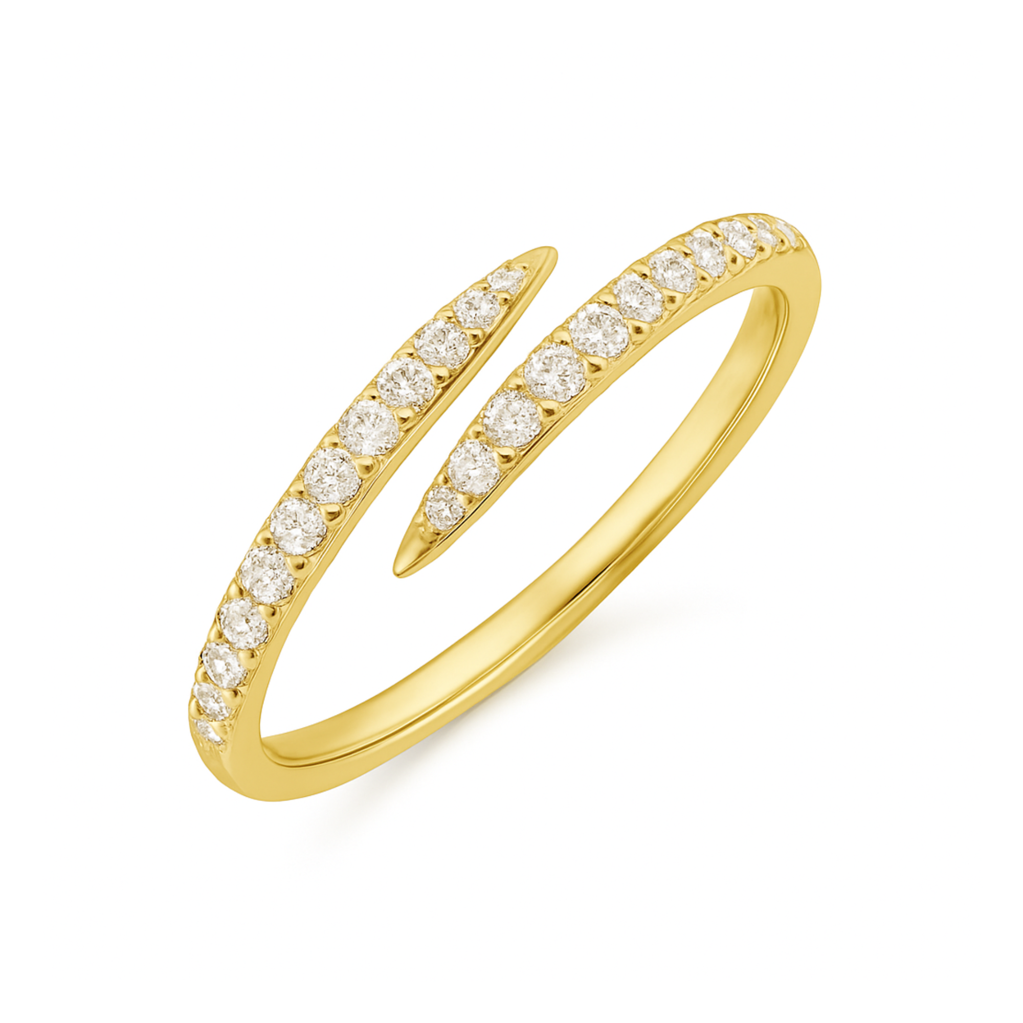14k Yellow Gold Diamond Bypass Ring