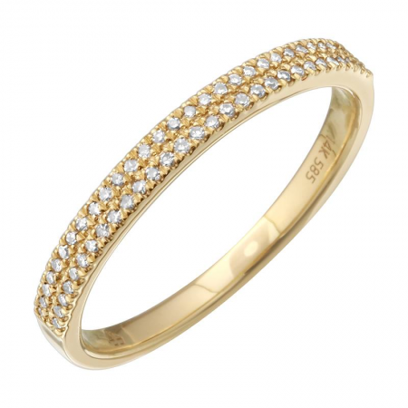 14k Yellow Gold Diamond Two Row Ring