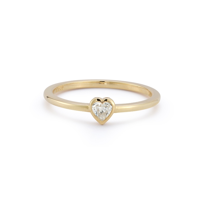 14k Yellow Gold Bezel Set Heart Ring