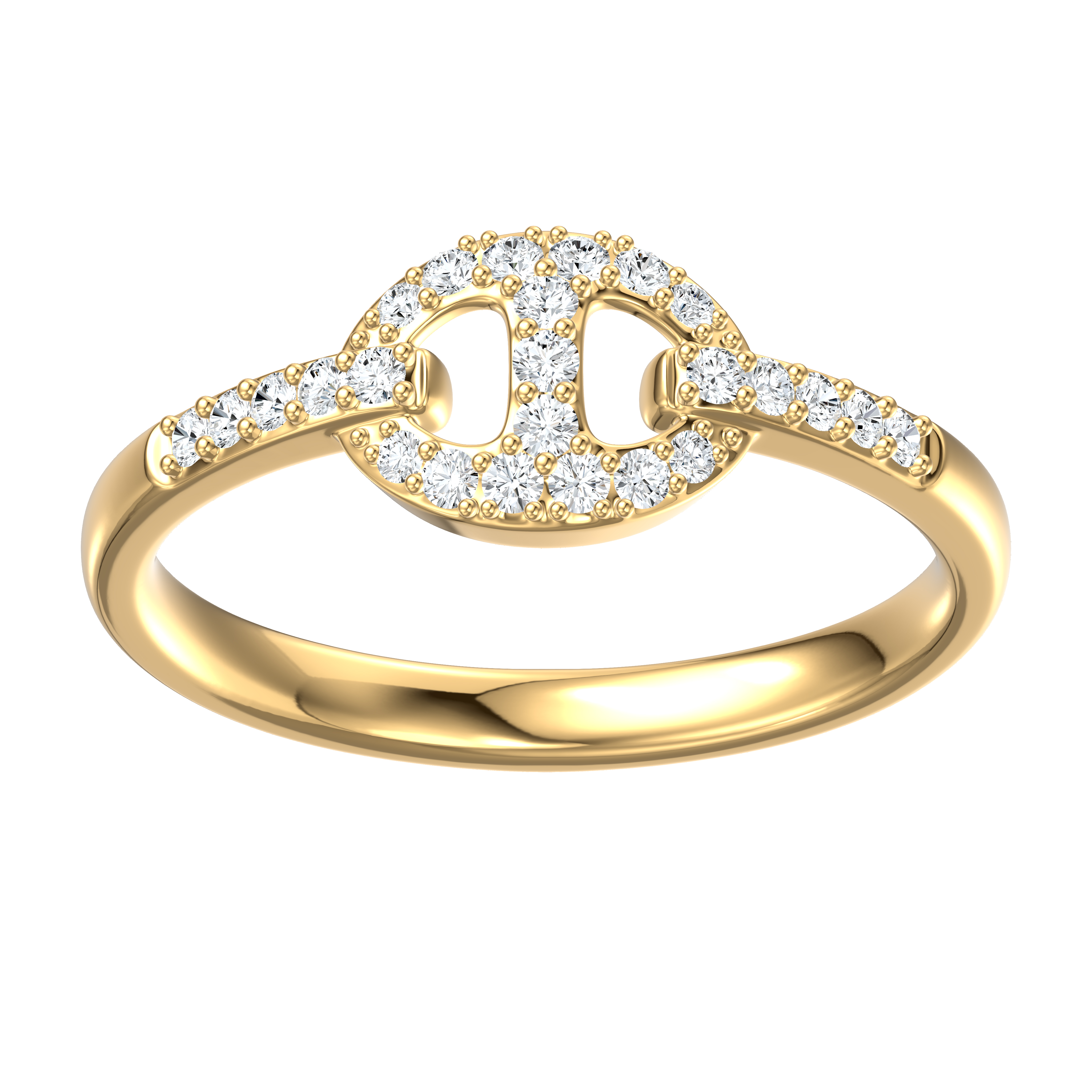 14k Yellow Gold Diamond Pave Mariner Ring
