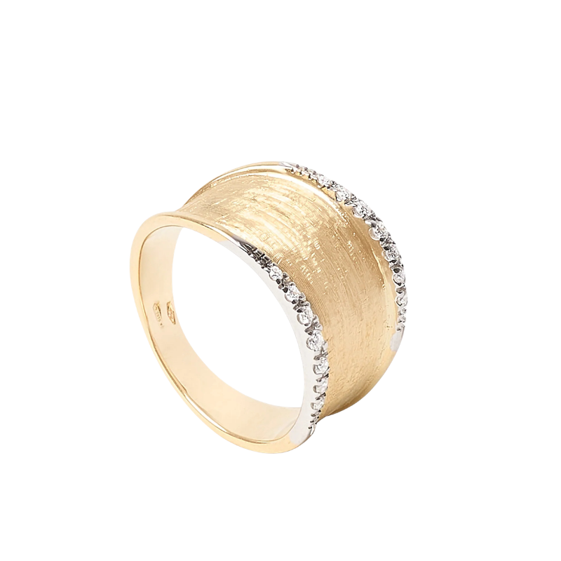 18k Two Tone Lunaria Diamond Medium Ring