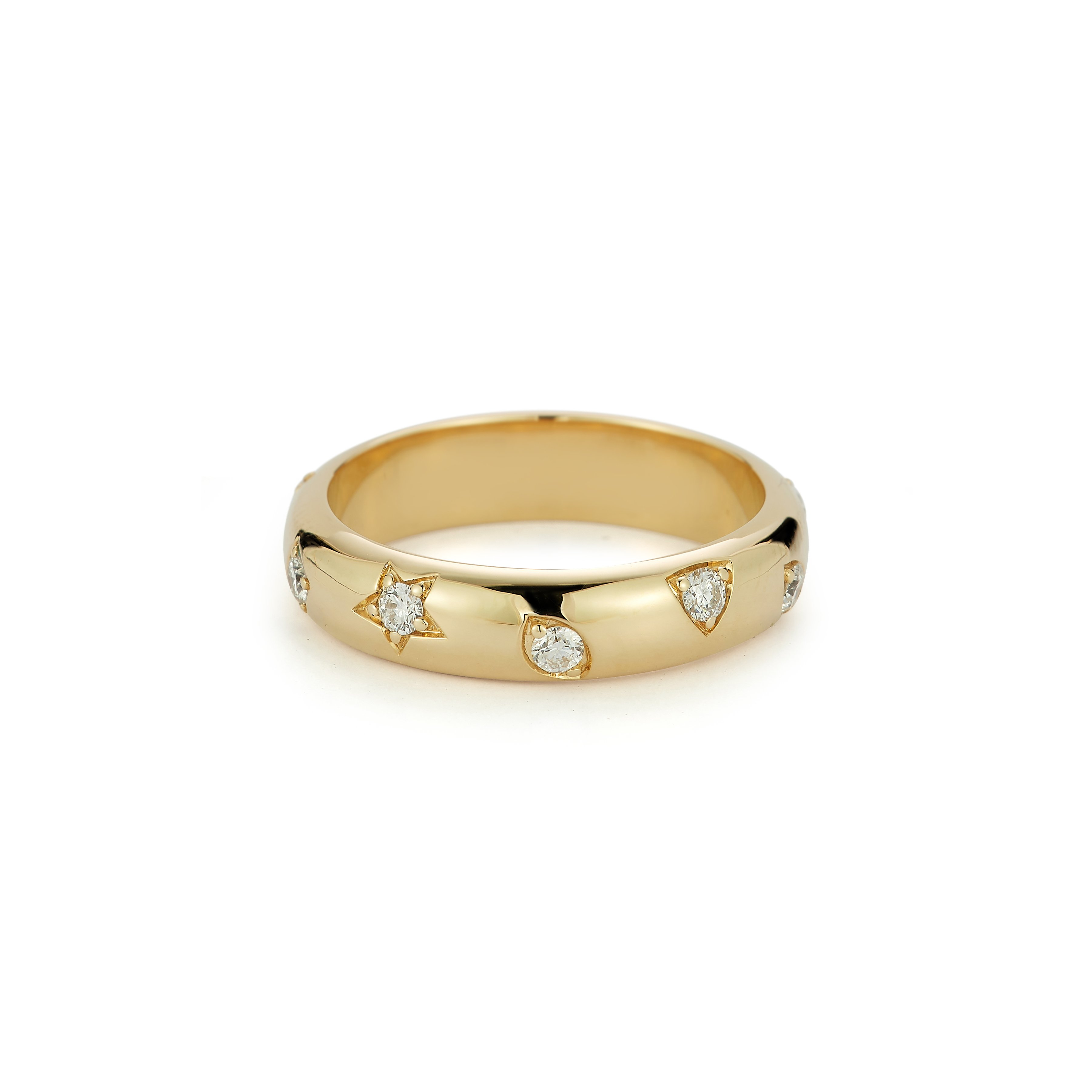14k Yellow Gold Diamond Mixed Inlay Ring