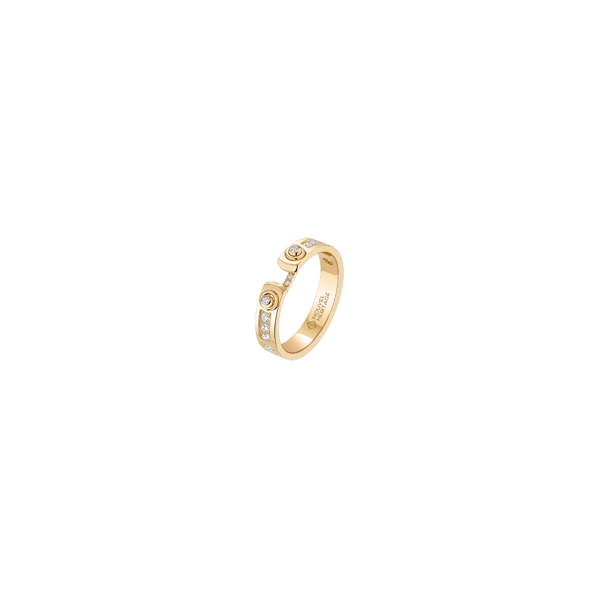 18k Yellow Gold With 0.34ctw Diamonds, 4mm Tuxedo Mood Ring Size 7.5, By Nouvel Heritage
