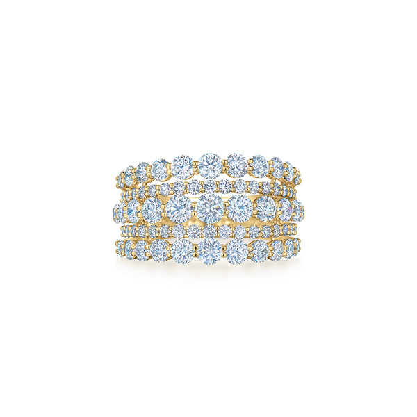 18k Yellow Gold Lyric Diamond Five Row Ring