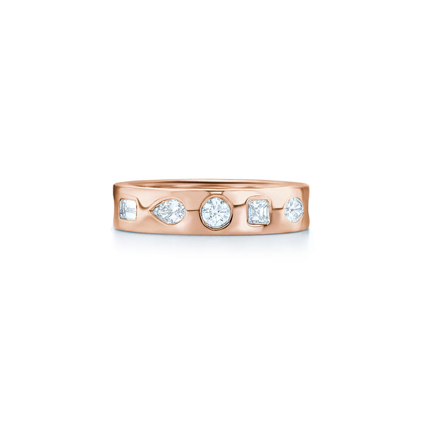18k Rose Gold With 1.32ctw Fg Color Vs1-si1 Clarity Diamonds, Stackable Collection Ring With Mixed Shape Diamonds, By Kwiat
