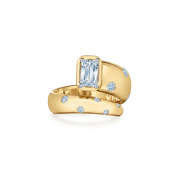 18k Yellow Gold With 0.99ctw Ij Color Vs2-si1 Clarity Diamonds, Cobblestone Collection Wide Wrap Ring With An Ashoka Diamond, By Kwiat
