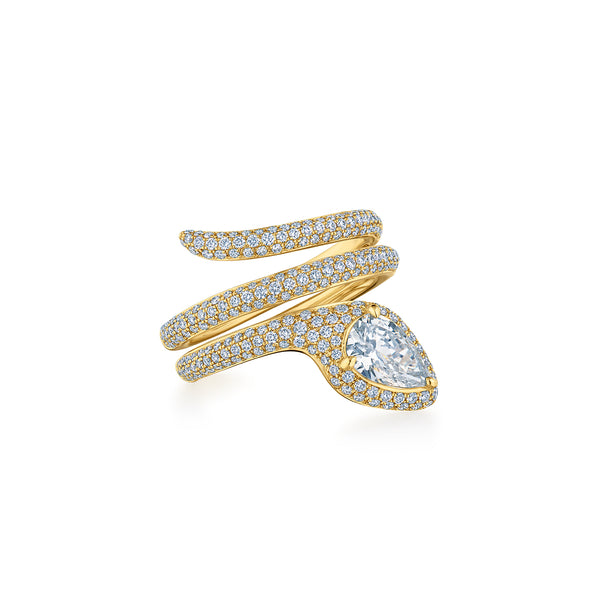 18k Yellow Gold Snake Diamond Ring