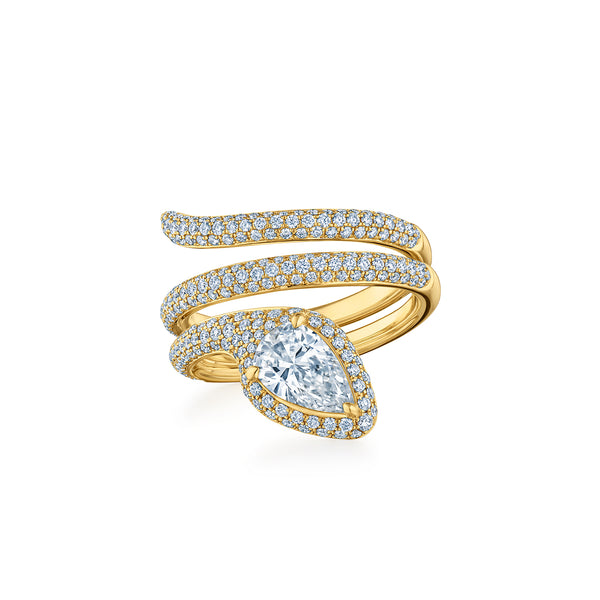 18k Yellow Gold Snake Diamond Ring