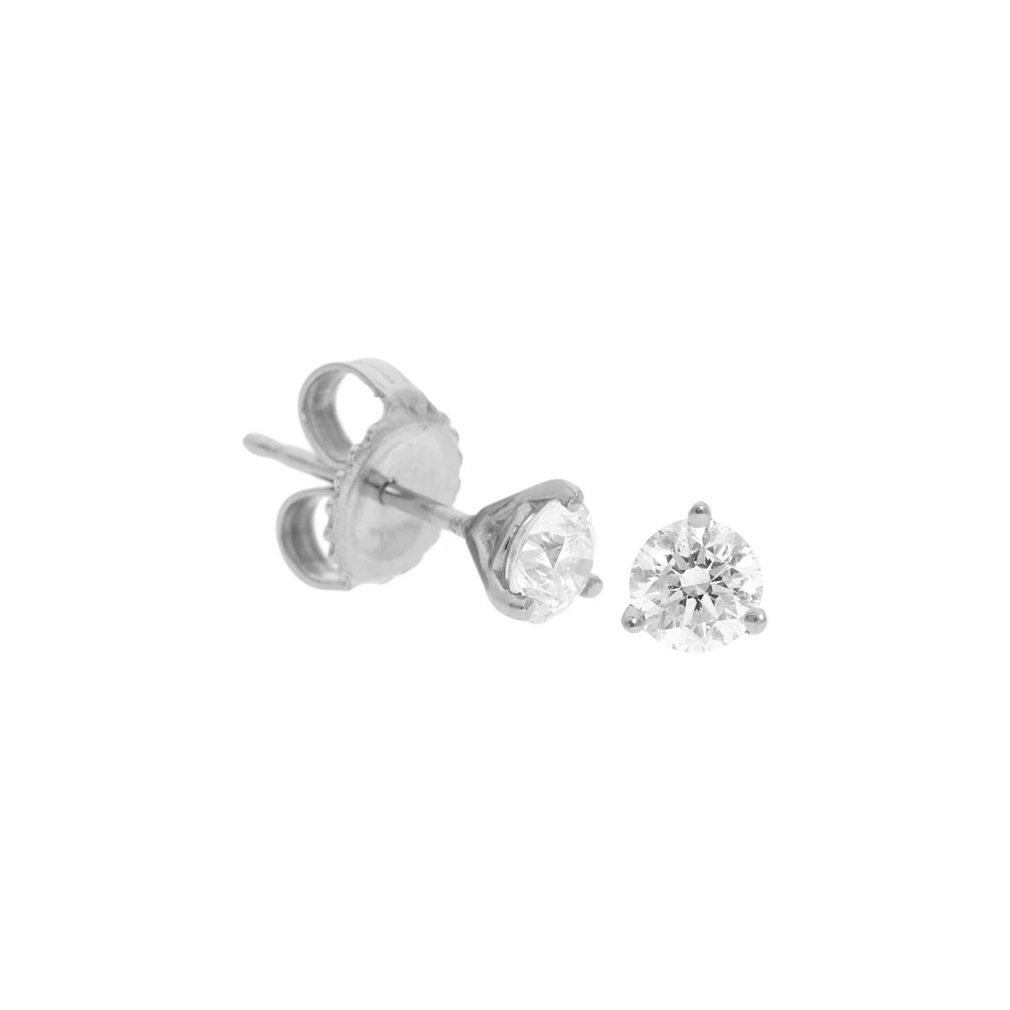 0.75ctw Round Brilliant G-h Color Si3 Clarity Diamonds Set In 18k White Gold, Martini Set Stud Earrings By Pd Collection