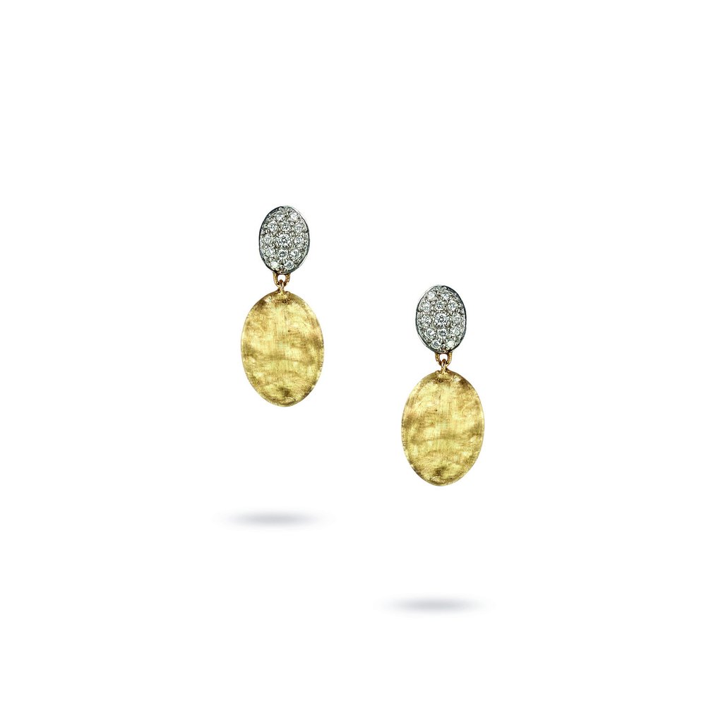 18k Two Tone Diamond Earrings