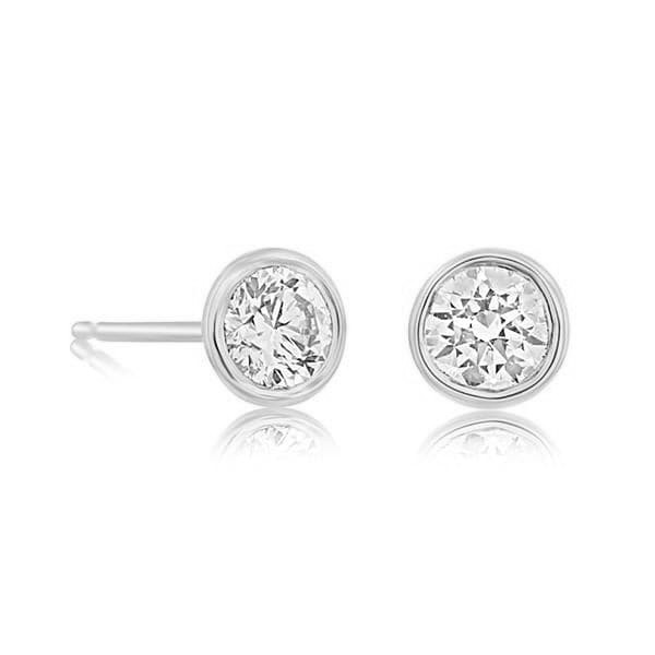 14k White Gold 0.60ctw Diamond Bezel Set Stud Earrings