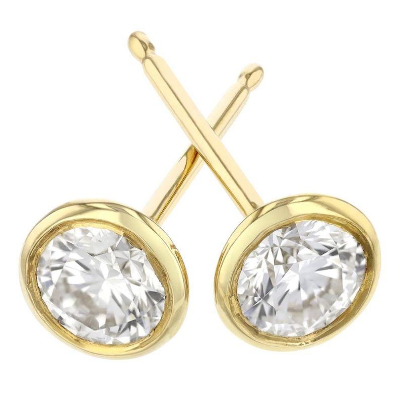 14k White Gold 0.60ctw Diamond Bezel Set Stud Earrings