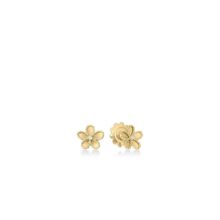 18k Yellow Gold Jasmine Small Flower Diamond Earrings