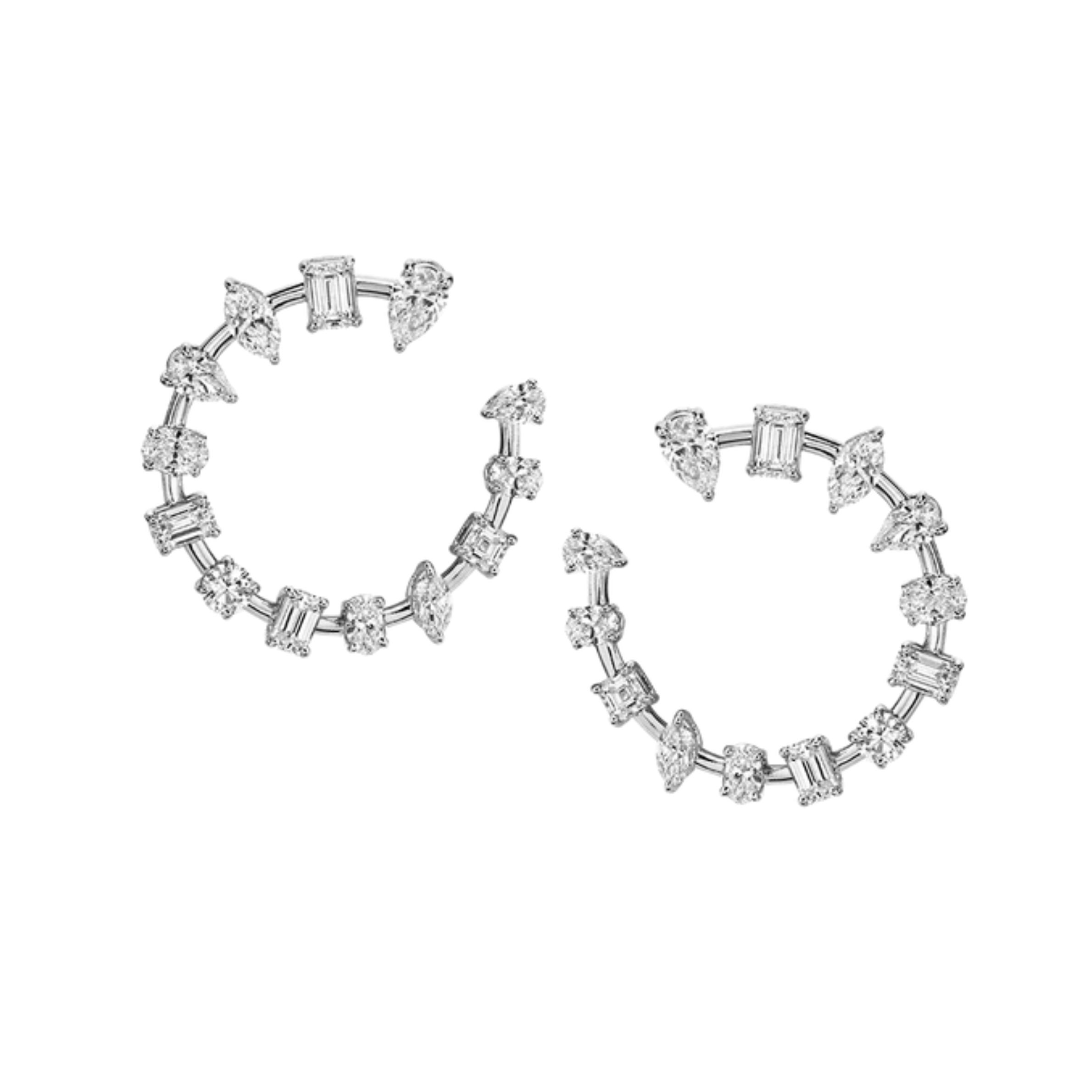 18k White Gold Mixed Cut Earrings