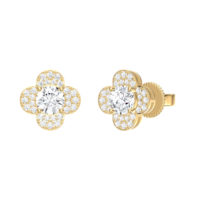 14k Yellow Gold Clover Earrings