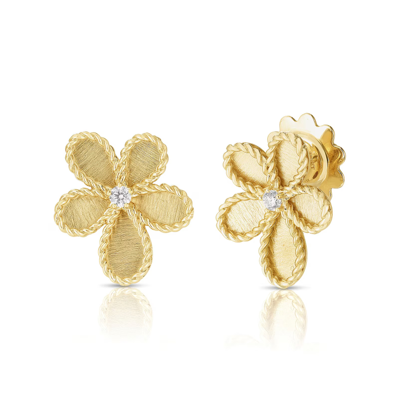 18k Yellow Gold Jasmine Flower Earrings