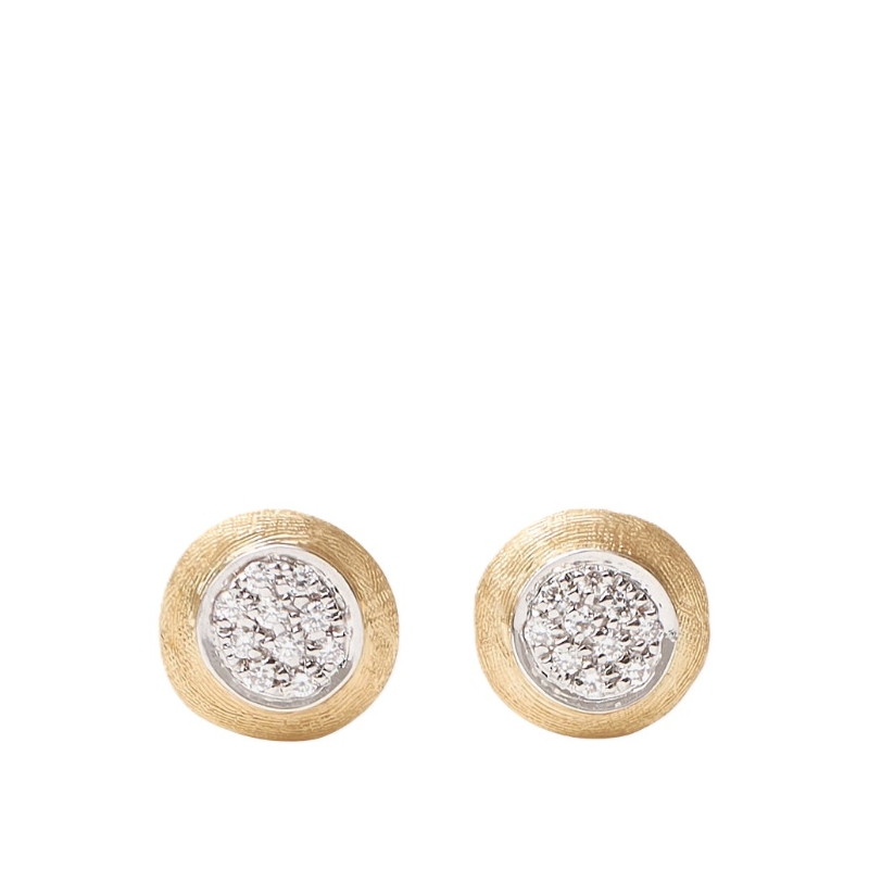 18k Two Tone Jaipur Pave Stud Earrings