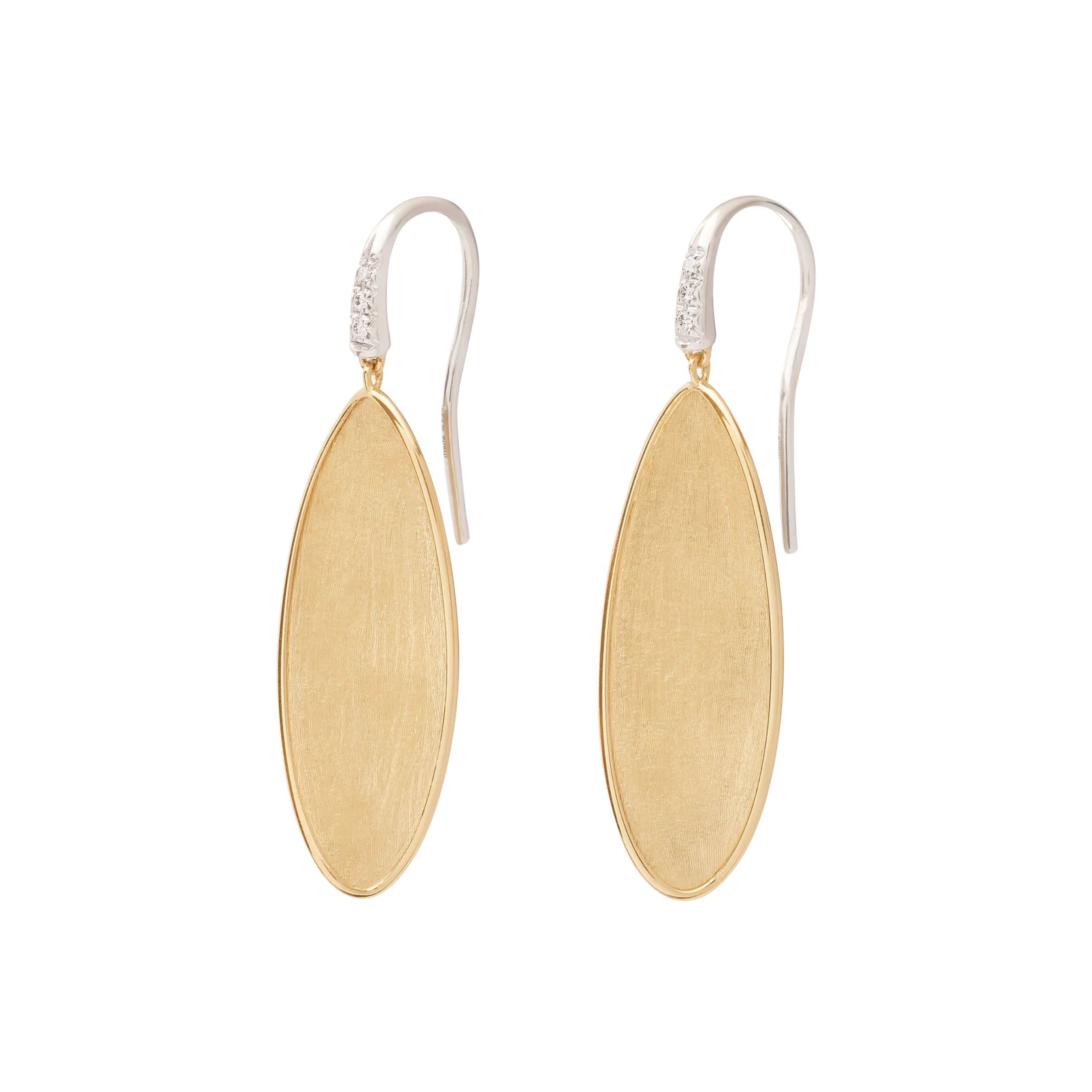 18k Two Tone Twist French Hook Drop Lunaria Earrings