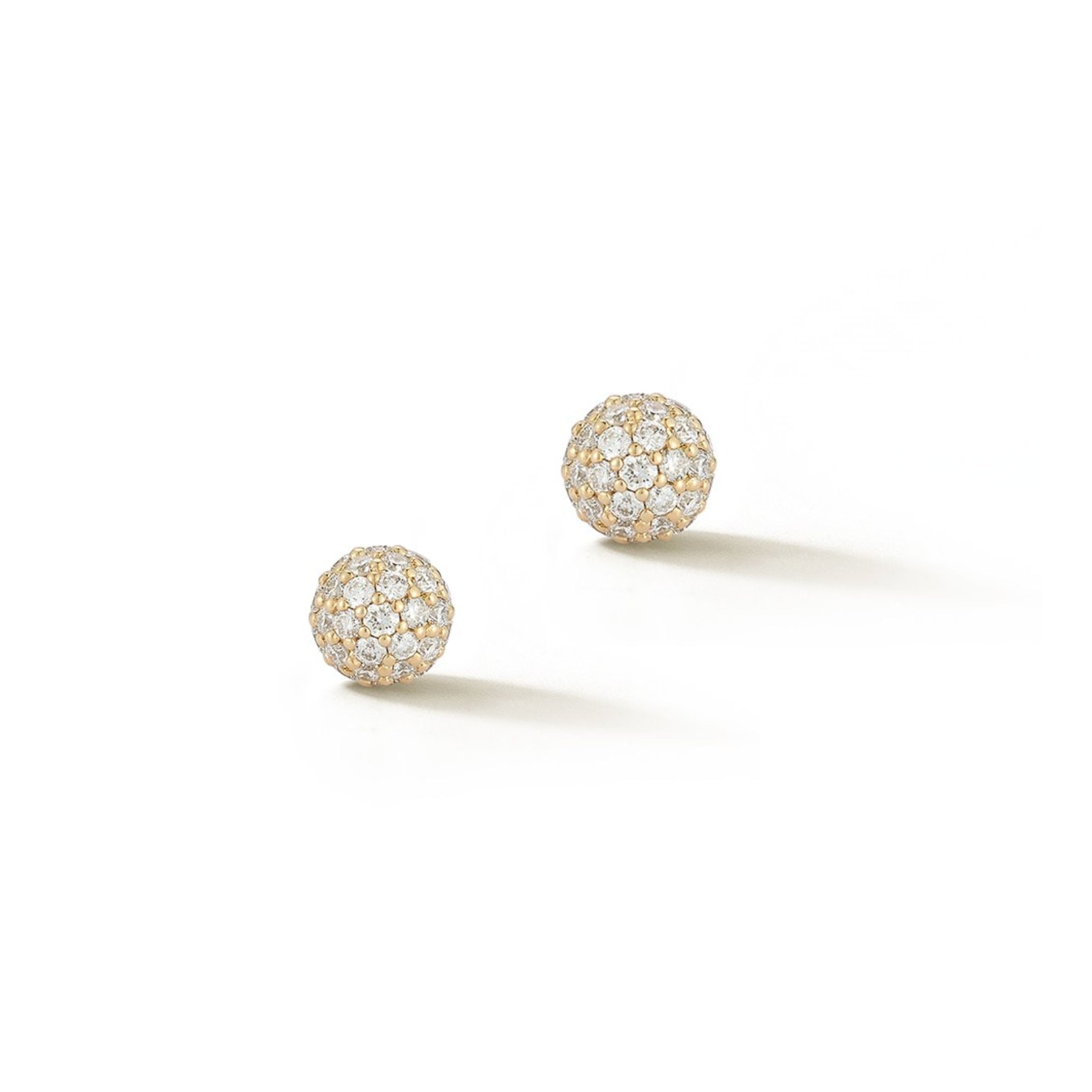 14k White Gold Diamond Diamond Ball Earrings
