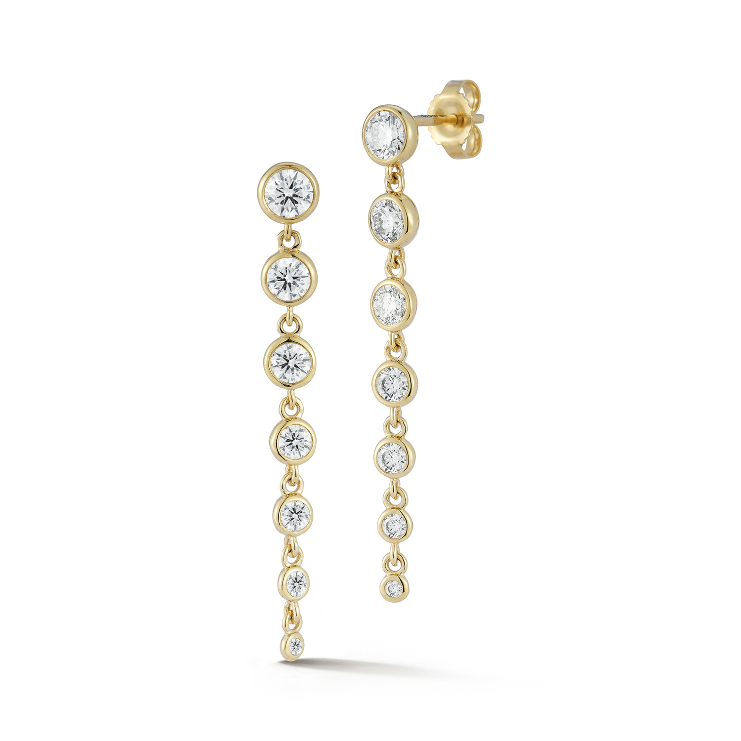 14k Yellow Gold Diamond Graduated Earrings