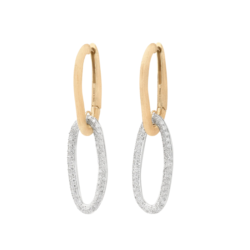 18k Two Tone Jaipur Gold Diamond Drop Earrings