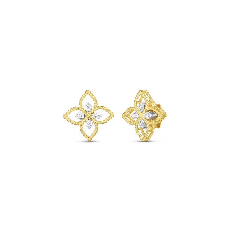 18k Yellow Gold Pirincipessa Diamond Small Flower Earrings